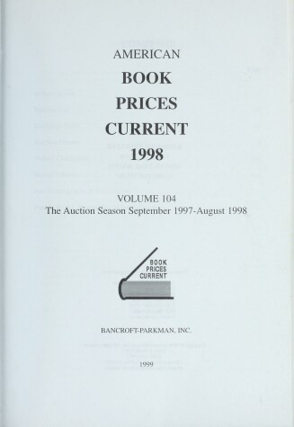Book cover for American Book Prices Current