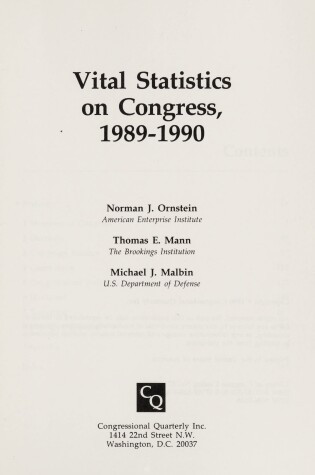 Cover of Vital Statistics on Congress, 1989-1990