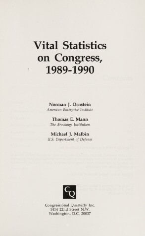 Book cover for Vital Statistics on Congress, 1989-1990