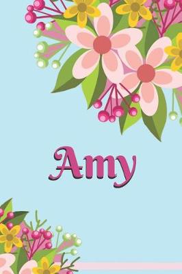Book cover for Amy Personalized Blank Lined Journal Notebook