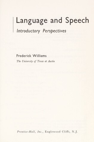 Cover of Language and Speech