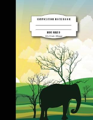 Book cover for Composition notebook wide ruled 8.5 x 11 inch 200 page, Green Wild Elephant