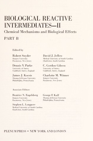 Cover of Biological Reactive Intermediates II