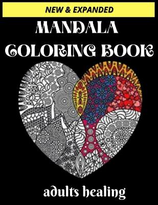 Book cover for mandala coloring book adults healing