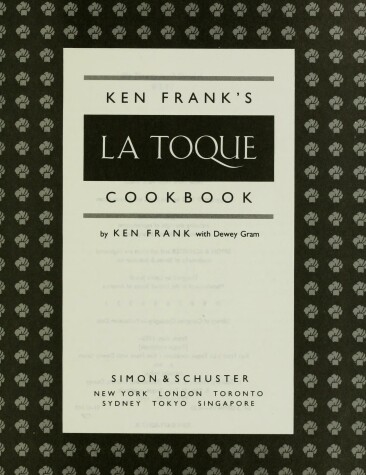 Book cover for Ken Frank's La Toque Cookbook