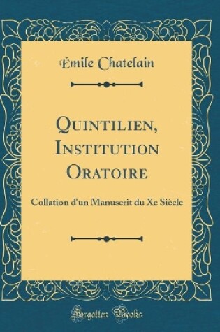 Cover of Quintilien, Institution Oratoire