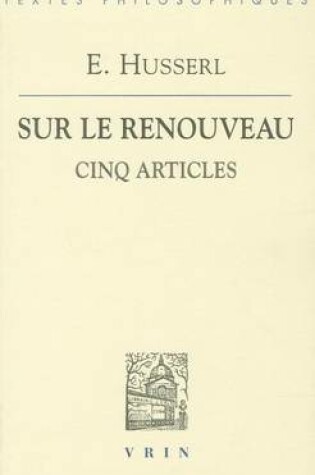 Cover of Edmund Husserl: Sur Le Renouveau