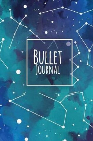 Cover of Bullet journal 150 Pages Dotted grid paper, 8x10" Large notebook with cover Darkness teal blue constellation patterned