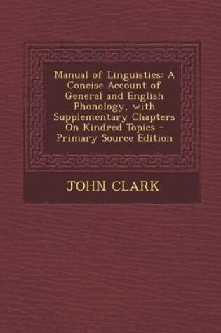 Cover of Manual of Linguistics