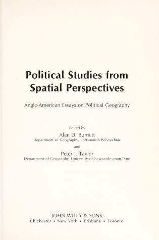 Cover of Political Studies from Spatial Perspectives