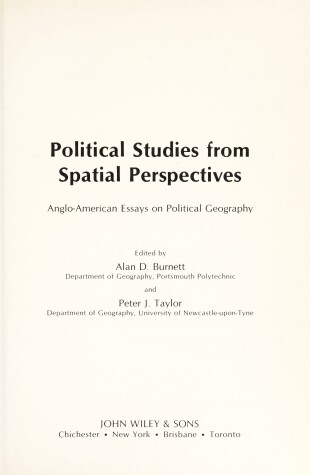 Book cover for Political Studies from Spatial Perspectives