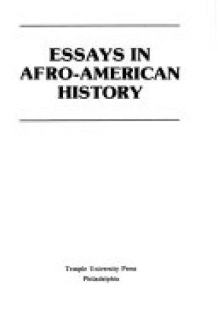 Cover of Essays in Afro-American History