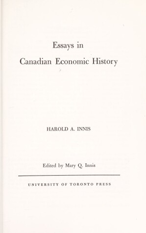 Book cover for Essays in Canadian Economic History