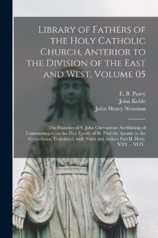 Cover of Library of Fathers of the Holy Catholic Church, Anterior to the Division of the East and West, Volume 05