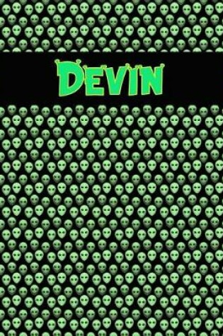 Cover of 120 Page Handwriting Practice Book with Green Alien Cover Devin