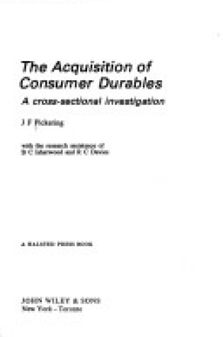 Cover of Pickering: Acquisition of *Consumer* Dur