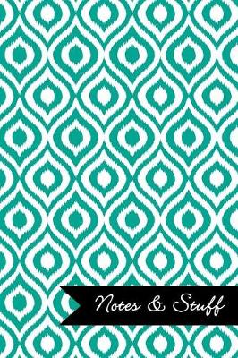 Book cover for Notes & Stuff - Persian Green Lined Notebook in Ikat Pattern