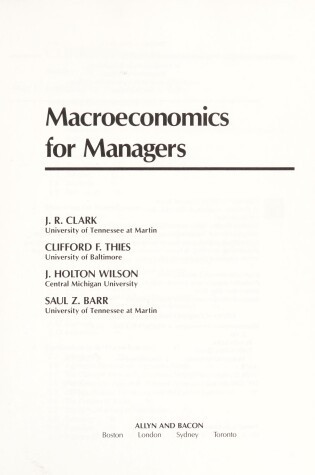 Cover of Macroeconomics for Managers