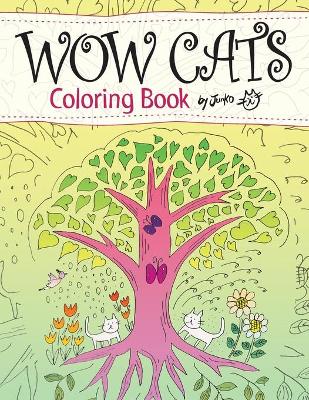 Book cover for WOW CATS Coloring Book by Junko (Japanese-English edition)