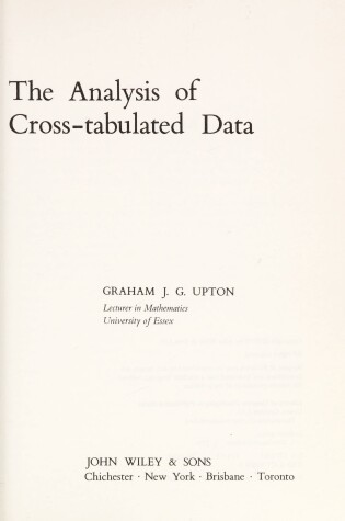 Cover of The Analysis of Cross-tabulated Data