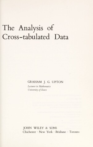 Book cover for The Analysis of Cross-tabulated Data