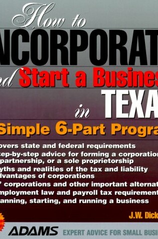 Cover of How to Incorporate and Start a Business in Texas
