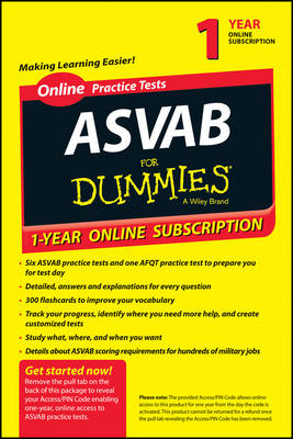 Book cover for ASVAB for Dummies Premier Plus, Online 1-Year Subscription