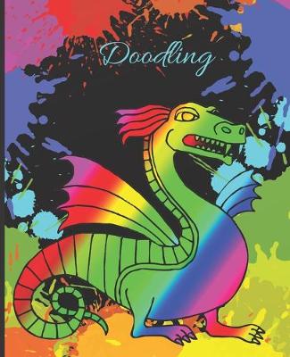 Cover of Rainbow Striped Dragon Colorful Splatter Cute Gift Sketch Book Blank Paper Pad Journal for Doodling Sketching Coloring or Writing