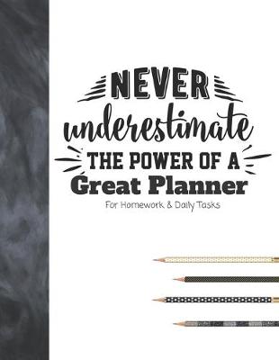 Cover of Never Underestimate The Power Of A Great Planner For Homework & Daily Tasks