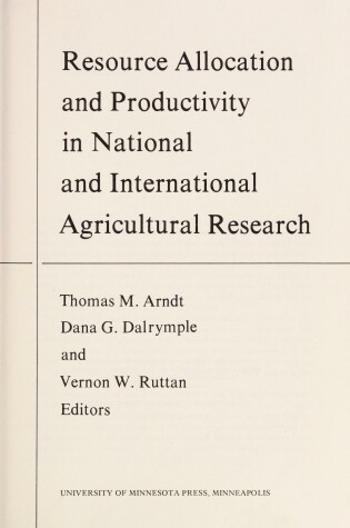 Cover of Resource Allocation/Productiv CB