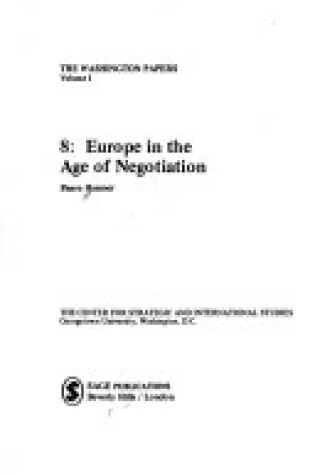 Cover of Europe in the Age of Negotiation