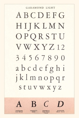 Book cover for Vintage Journal Font Sample Chart, Garamond