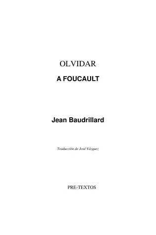 Cover of Olvidar a Foucault