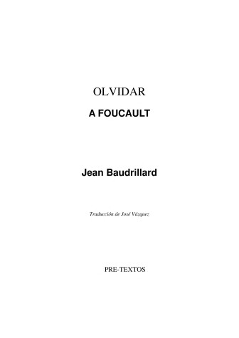 Book cover for Olvidar a Foucault