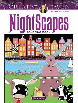 Book cover for Creative Haven Nightscapes Coloring Book