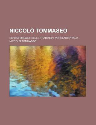 Book cover for Niccolo Tommaseo; Rivista Mensile Delle Tradizioni Popolari D'Italia