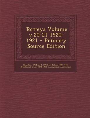 Book cover for Torreya Volume V.20-21 1920-1921 - Primary Source Edition