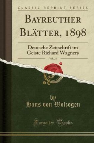 Cover of Bayreuther Blätter, 1898, Vol. 21