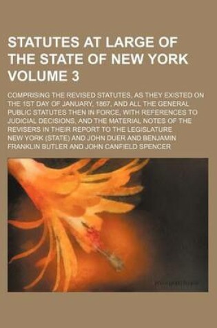 Cover of Statutes at Large of the State of New York Volume 3; Comprising the Revised Statutes, as They Existed on the 1st Day of January, 1867, and All the General Public Statutes Then in Force, with References to Judicial Decisions, and the Material Notes of the