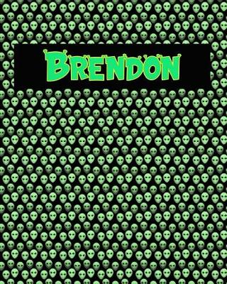 Book cover for 120 Page Handwriting Practice Book with Green Alien Cover Brendon