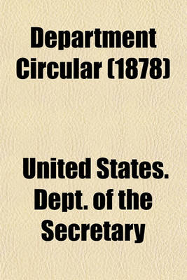 Book cover for Department Circular (1878)
