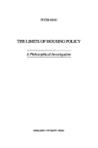 Cover of The Limits of Housing Policy