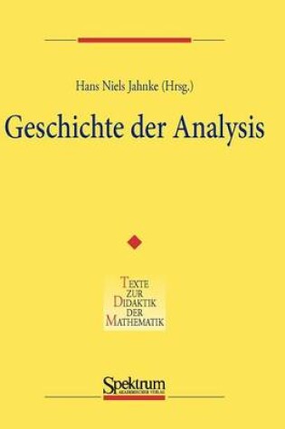 Cover of Geschichte Der Analysis