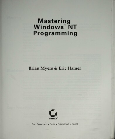 Book cover for Programming for Windows NT